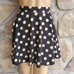 ALYA | A-Line Black and Cream Polka Dot Skirt